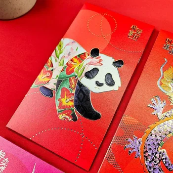 6 יח ' פסטיבל האביב אדום מעטפה כסף אחסון מנות מזל ארנק נייר מעוצב מעטפות הסינית לשנה החדשה