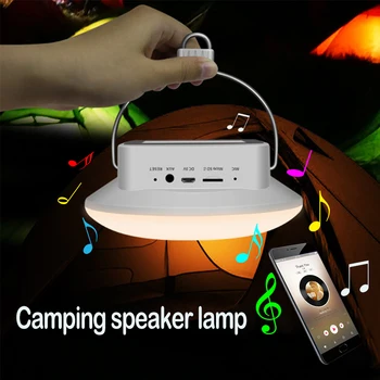 LED נטענת פנס קמפינג אור חזק, פנס עם רמקול נייד מנורה חיצונית עמיד למים תליית מנורה המנורה באוהל