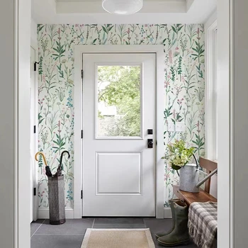 פרחים טפט קיר חדר השינה מדבקות לשפץ רהיטים עיצוב חדר סלון עיצוב עיצוב הבית קשר נייר