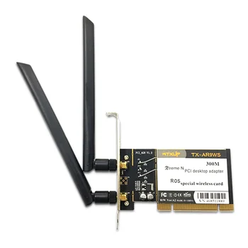 WTXUP Atheros AR9223 PCI 300M 802.11 B/G/N Wireless WiFi מתאם רשת על מחשב שולחני,PCI כרטיס אלחוטי עם אנטנה 2
