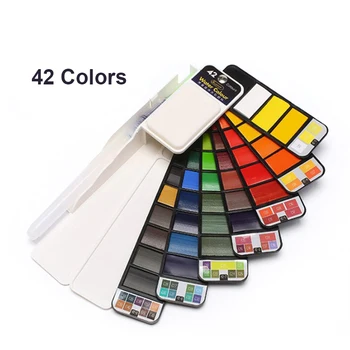 42 צבעים מגוונים בצבעי מים לצייר סט מושלם מתקפל בצבעי מים שדה שרטוט הגדר עבור חיצוני הציור