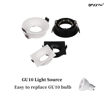מכירה חמה 6w מודול LED MR16 לבן שחור anti-glare led אור הזרקורים מתקן אלומיניום עגול מרובע gu10 מוטבע downlight led מסגרת