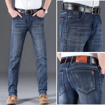 השיווק החדש של הגברים ישר Fit ג ' ינס אלסטי האופנה גברים של מכנסיים ארוכים