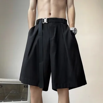 הקיץ החגורה חליפת מכנסיים גברים אופנה חברתית Mens שמלת מכנסיים קצרים קוריאנית חופשי מזדמן קרח משי קצרים Mens המשרד קצרים רשמיים M-3XL