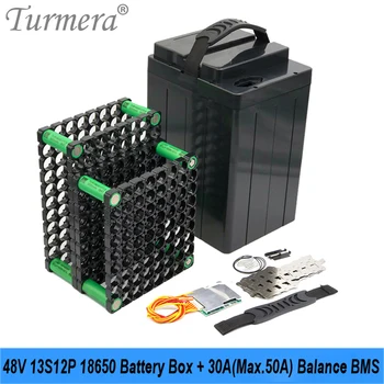 Turmera 48V E-Bike סוללה תיבת למקרה ו-13 30A 50A איזון BMS עם 13S12P 18650 בעל DC XT60 Plug ריתוך ניקל להשתמש ב-Diy Pack