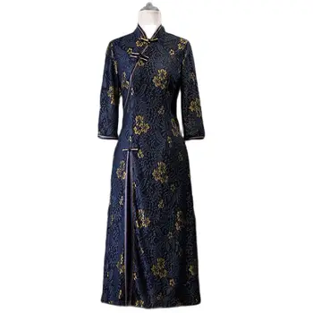 2023 אופנה חדשה שמלת תחרה סינית מסורתית זמן Cheongsam הגברת 3/4 שרוול קיץ שמלות צ ' יפאו