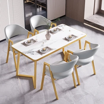יוקרה כסאות אוכל מודרניים מתכת זהב הרגליים עור מינימליסטי מרפסת כיסא הטרקלין במסעדה Silla Comedor רהיטים GPF40XP