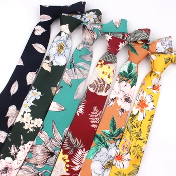 חדש פרחוני עניבות לגברים מודפס שיפון עניבה Mens קשרי אביב קיץ סלים צוואר עניבה אופנה סקיני עניבה עבור מסיבת החתונה.