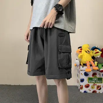 זכר מזדמן היפ הופ קצרים חופשי Harajuku הקיץ הקצר מטען גברים אופנה רב-כיס קצר משופמים אופנת רחוב
