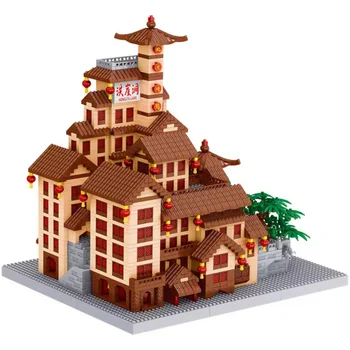 הרכבה יצירתי צעצוע לילדים הארכיטקטורה הסינית 'ונגצ' ינג Hongya המערה מודל 3D DIY יהלום בניין לבנים