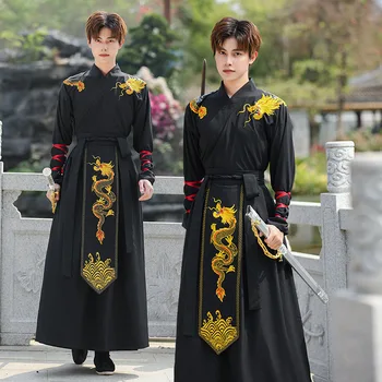בסגנון סיני גברים קלאסית תלמיד הכיתה אחידה, אחידה צוות, רקום החליפה של גברים עם שרוולים ארוך Hanfu