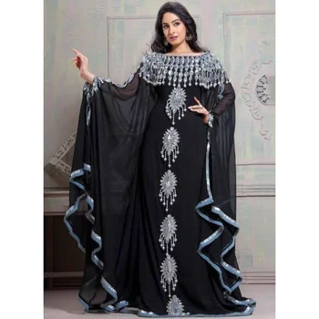 שחור Kaftans Farasha Abaya שמלת שמלה ארוכה דובאי, מרוקו, אירופה ואמריקה, מגמות אופנה