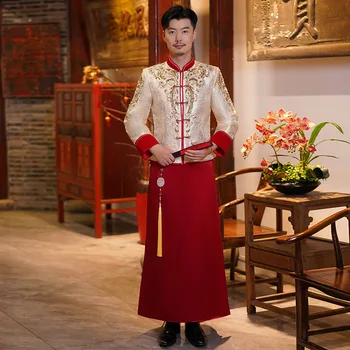 Yourqipao גברים Xiuhe 2023 חדש בסגנון סיני גבר שמלת החתונה דרקון ופניקס המעיל טאנג חליפת בגדים עבור שמלת כלה סטים