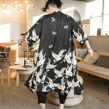 3XL 4XL 5XL 6XL קימונו שמלת סוודר הדפסה קריין חצי שרוול גברים רחצה מסורת יפנית יאקאטה Haori אופנת רחוב