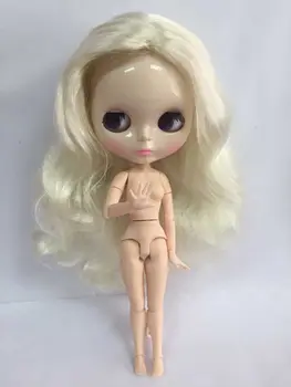 עלות משלוח חינם משותפת גוף עירום blyth בובה שיער לבן מפעל בובה מתאים DIY לשנות BJD צעצוע לנערות