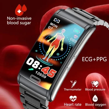 2023 א+PPG הגלוקוז בדם מוניטור בריאות שעון חכם גברים לחץ דם IP68, עמיד למים שעון צמיד ספורט נשים Smartwatch