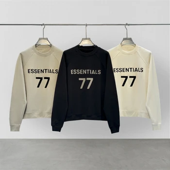 האופנה החדשה של הגברים יסודות 77 חולצה שרוול ארוך נוהרים לוגו גדול היפ הופ חופשי רחוב יוניסקס ספורט חולצה