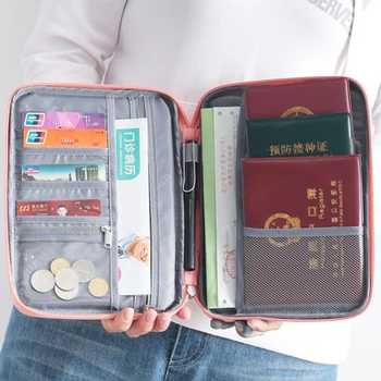 מסעות ארנק דרכון אשראי מחזיק התעודה ארגונית מזומנים עמיד במים מחזיק מסמך תיק רב תכליתי ארנק נסיעות לארוז תיק