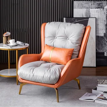 Nordic Lounge chair כורסה עצלן איטלקי מודרני ספה תירגע כיסא מתכת מרפסת קריאה Fauteuil Silla ריהוט ספריית YYY35XP