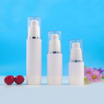 50ml פלסטיק לבן נטול אוויר בקבוק סילבר קו המכסה על סרום/קרם/תחליב/נוזל קרן/עין מהות/טיפוח העור אריזה