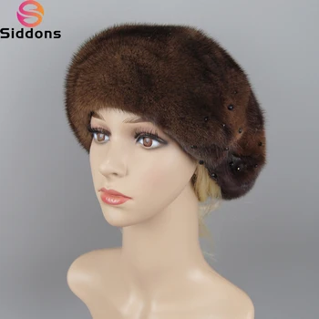 טבעי אמיתי חורפן פרווה כובע הסתיו והחורף של נשים פרווה כובע חדש אופנה פרווה אמיתית ברט רוסי איכות בכובע פרווה מינק