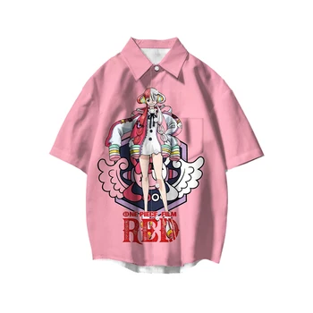 Harajuku נפטון עם שרוול קצר חולצה אנימה יפנית הדפסה החוף מזדמנים קרם הגנה דש המקטורן קניות המפלגה בגדים