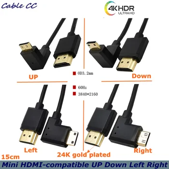 15cm 4K * 2K 60Hz-HDMI תואם 2.0 המהפכה Mini HDMI תואם-90 מעלות זכר HD במהירות גבוהה סופר דק בכבלים