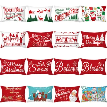 קריקטורה חג המולד מלבן עיצוב כרית כיסוי חג המולד הספה דקורטיבי אדום כרית כיסוי עבור הסלון חג המולד מקרה כרית 30x50cm