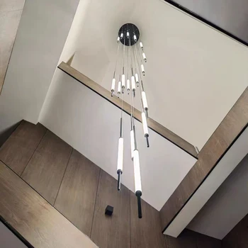 Led מודרנית אקריליק תליון מנורות שורה ארוכה נברשת וילה סלון דקורטיבי מתקן האוכל חדר מדרגות הבית תלוי אורות