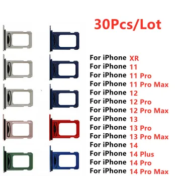30pcs/Lot כפול Nano SIM-מגש בעל חריץ כפול מתאם חלקי חילוף לאייפון 11 12 13 14 11 Pro מקס מקס Xs