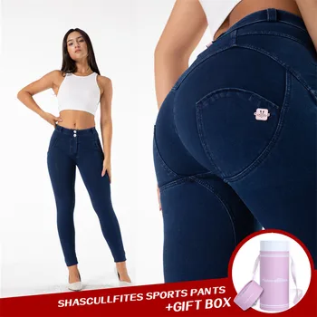 Shascullfites עיצוב חותלות מכנסי ג 'ינס סטרץ לנשים בתוספת גודל ג' ינס ג ' ינס Pantalon לדחוף נשים חותלות מכנסיים צמודים