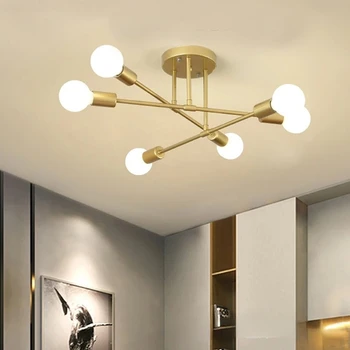 מנורת תקרה רעיונות למסעדות LED פנים מנורות ברזל יצוק הסלון מחקר תעשייתי הרוח מנורת תקרה