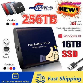 נייד 256TB SSD המקורי USB3.0 כוננים קשיחים 64TB 30TB 2TB 1 טרה-בתים של מצב מוצק דיסק התקן אחסון כונן קשיח למחשבים ניידים מחשב