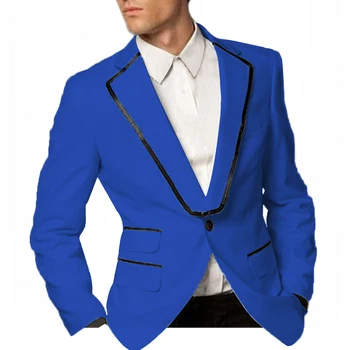 JELTONEWIN 2021 כחול רויאל טוקסידו מסיבת בלייזר 2 חתיכות להגדיר חליפות גברים חתן חליפת טוקסידו לחתונה השושבין (ז ' קט+מכנסיים)