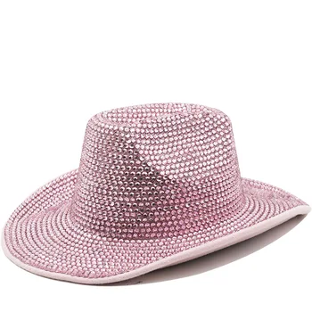 פינק ליידי נקודה יהלום כובע נוצץ ריינסטון לייזר כובע פסטיבל מסיבת ריקודים הופעה של נשים כובע כובעים לגברים חדשים 2023