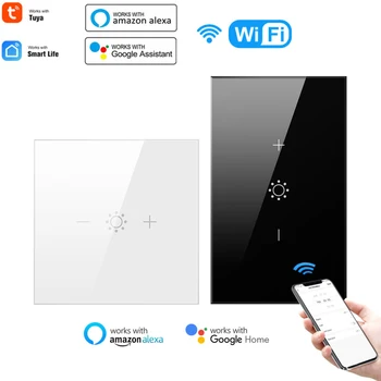 WiFi חכם מגע מתג קיר זכוכית פנל עמעום אור בורר נייטרלי חוט 100-240V Tuya חכם החיים שליטה עם אלקסה Google