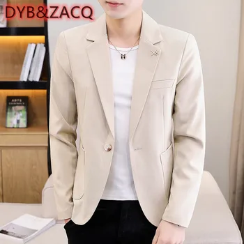 DYB&ZACQ מעיל של גברים האביב החדש מזדמן אופנה חליפת צווארון הגירסה הקוריאנית של המגמה נוער רזה קטן חליפה