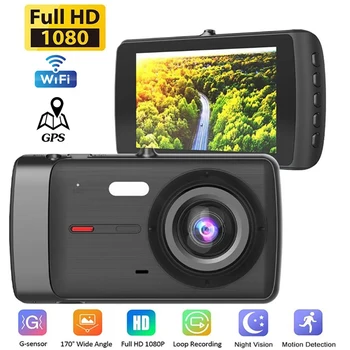 רכב DVR 4.0 WiFi Full HD 1080P דאש מצלמת מבט אחורי מכונית מצלמת וידאו מקליט אוטומטי DVR קופסה שחורה Dashcam GPS לעקוב אחר אביזרי רכב