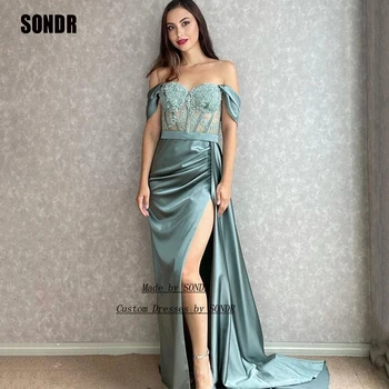 SONDR 2023 נשף שמלות ערב את הכתף אפליקציות תחרה שמלת מסיבת גבוהה פיצול קוקטייל שמלות ערב הסעודית, דובאי